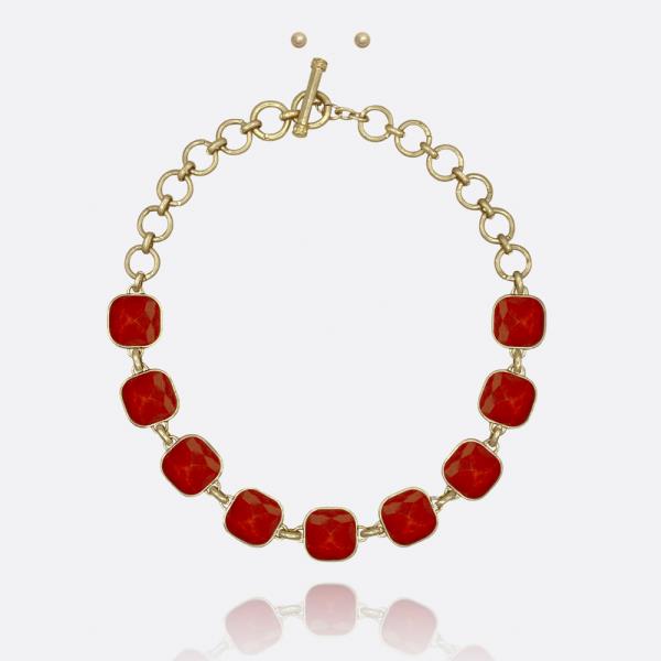 Stone Linked Toggle Water Resistant Necklace Set