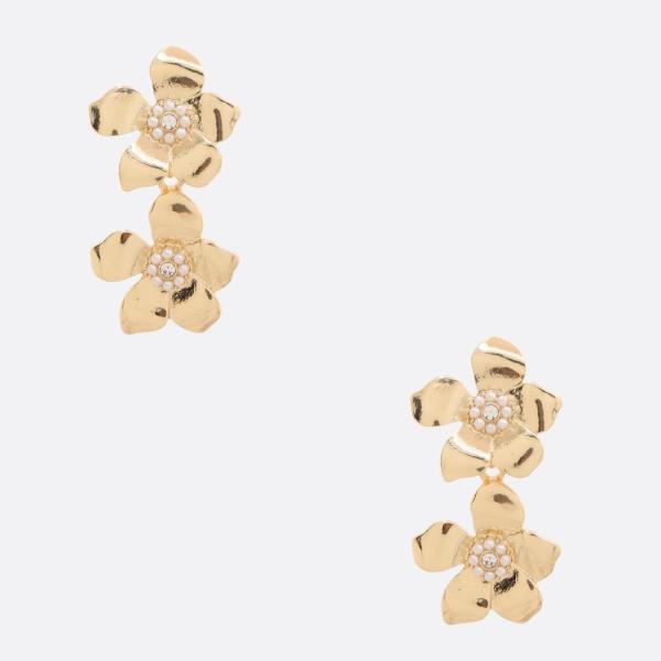 Double Flower Metal Earring