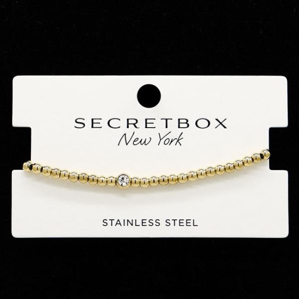 SECRET BOX Stainless Steel Crystal Bead Bracelet