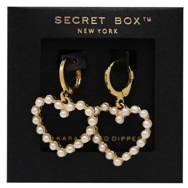 SECRET BOX 14K Gold Dipped Pearl Heart Earring
