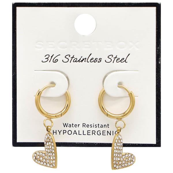 SECRET BOX Stainless Steel Heart Dangle Earring