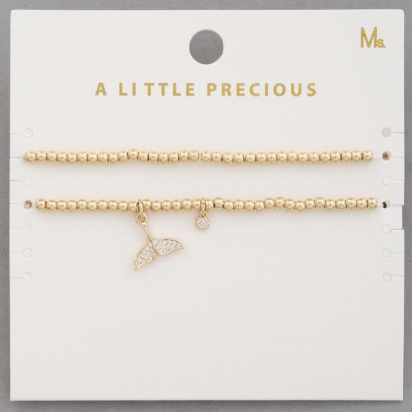 Metal Ball Bead Mermaid Tail Charm Bracelet Set