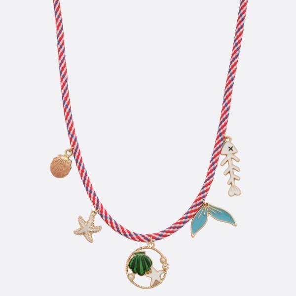 Sea Life Multi Charm Cord Necklace