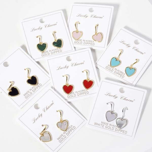 Gold Dipped CZ Heart Dangle Earring