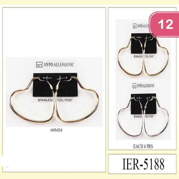 Metal Heart Hoop Earring (12 Units)