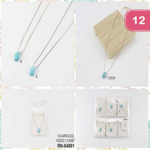 Teardrop Stone Pendant Dainty Necklace (12 Units)