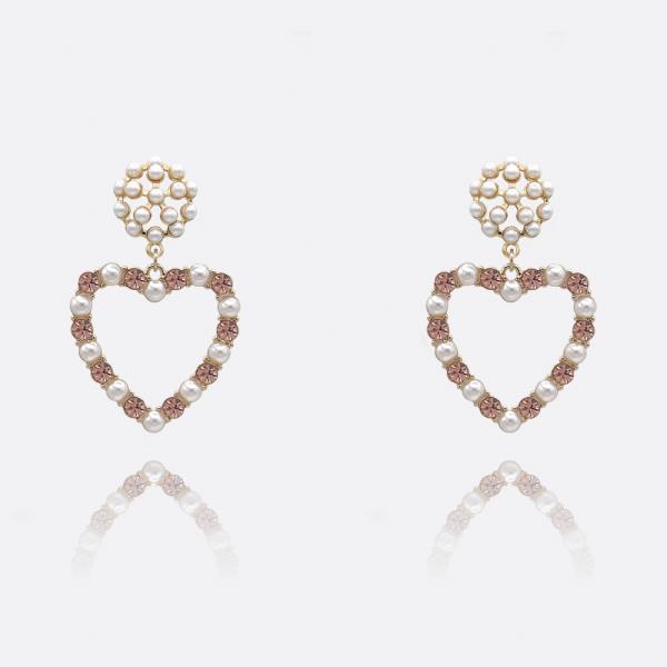 Heart Pave Pearl Post Earring