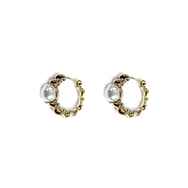 Metal Pearl Huggie Earring