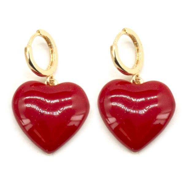 Huggie Red Heart Earring
