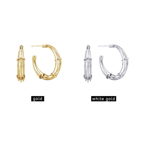 14K Gold White Gold Dipped Post Hoop Earring