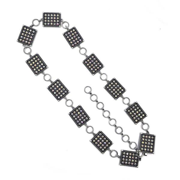 Western Style Square Metal Chain Belt XL Size