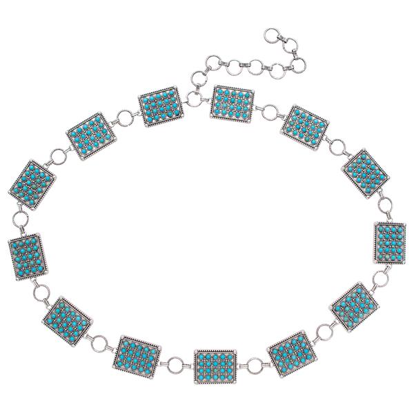 WESTERN STYLE SQUARE METAL CHAIN BELT - XL SIZE