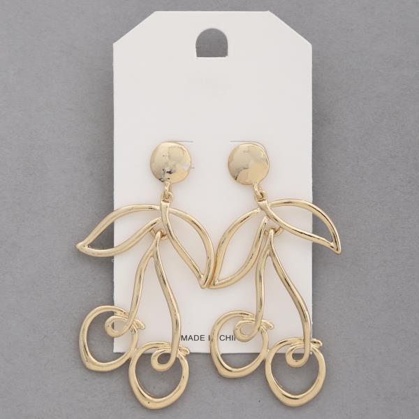 Cut Out Cherry Metal Dangle Earring