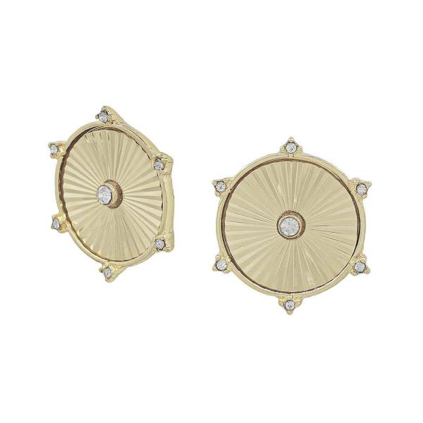 Metal Coin with Crystal Post Earring
