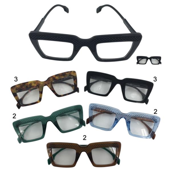 Square Textured Clear Sunglasses 1DZ
