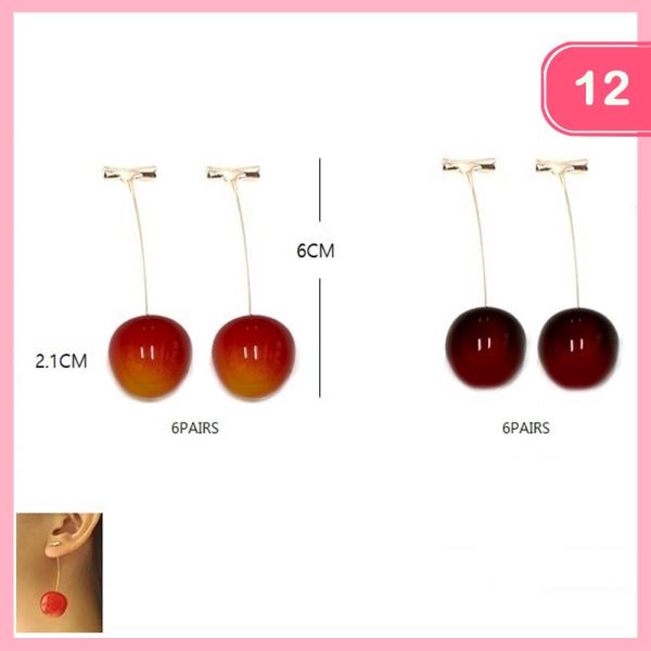 Cherry Wire Dangle Earring (12 Units)