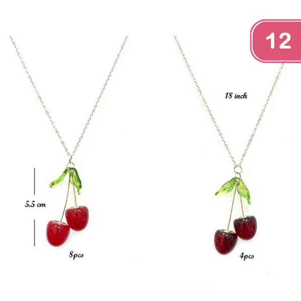 Metal Cherry Pendant Necklace (12 Units)