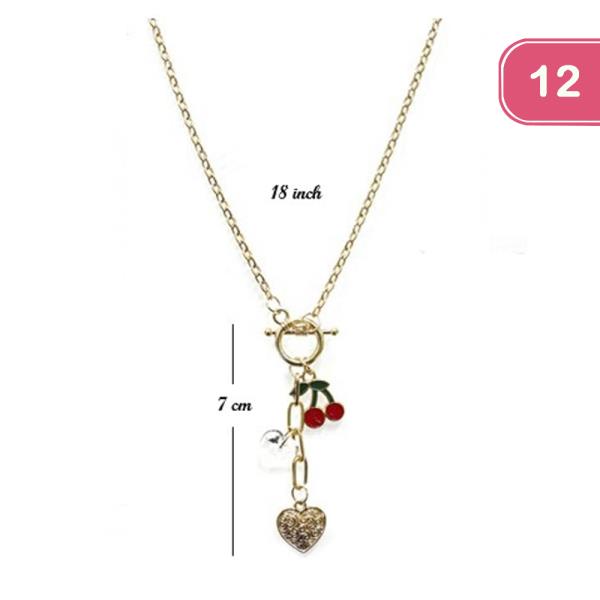 Metal Cherry Pendant Necklace (12 Units)