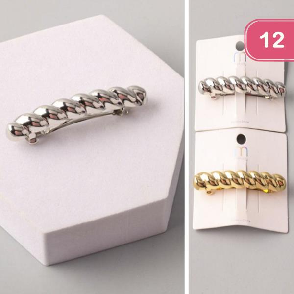 Metal Twisted Bar Barrette (12 Units)