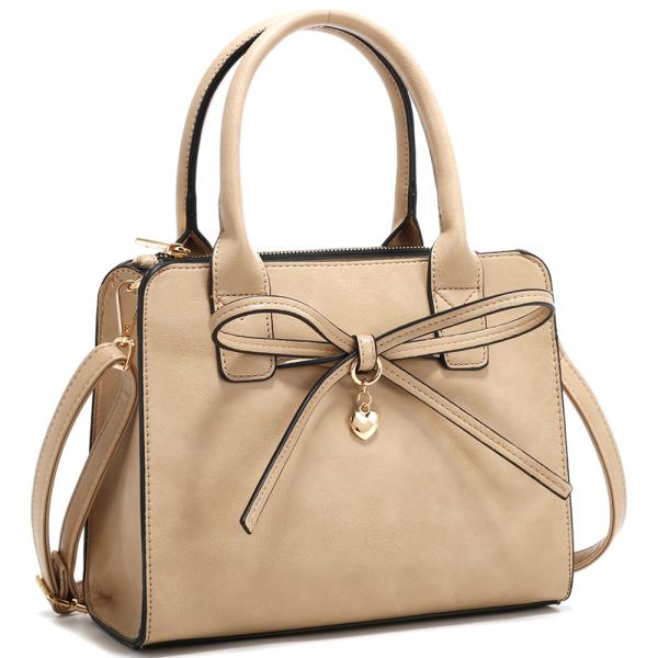 Chic Heart Knot Handle Satchel Bag