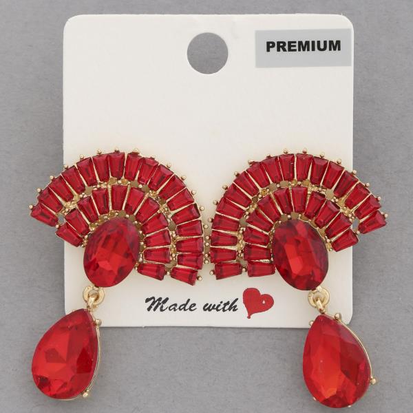Teardrop Fan Shape Rhinestone Dangle Earring