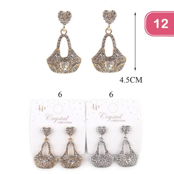 Heart Rhinestone Dangle Earring (12 Units)