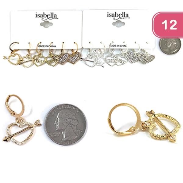 Multi Heart Huggie Earring Set (12 Units)