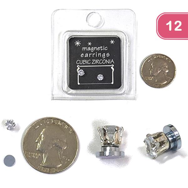 CZ Magnetic Stud 4mm Earring (12 Units)
