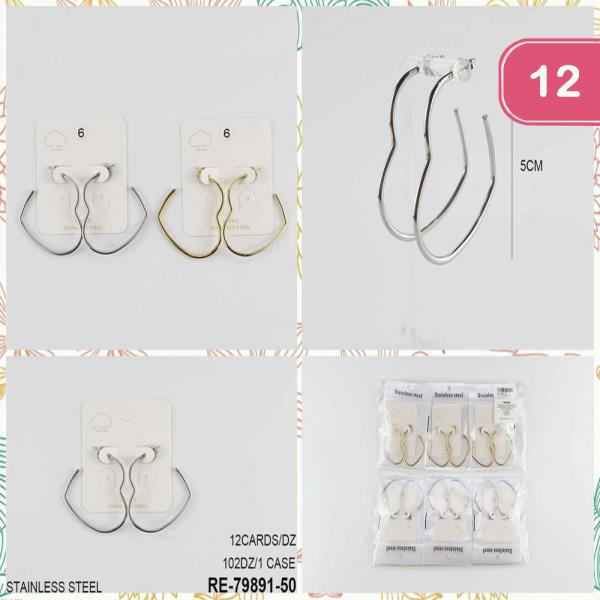 Stainless Steel Heart Hoop Earring (12 Units)