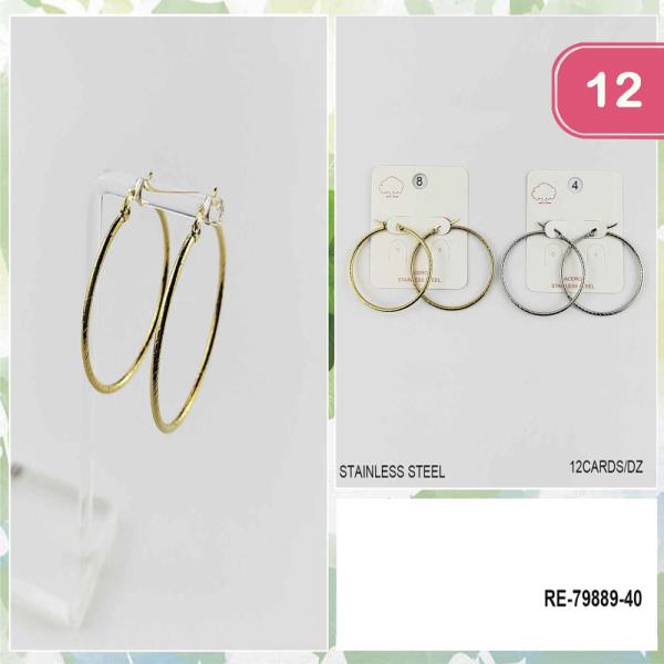 Stainless Steel Hoop Earring (12 Units)