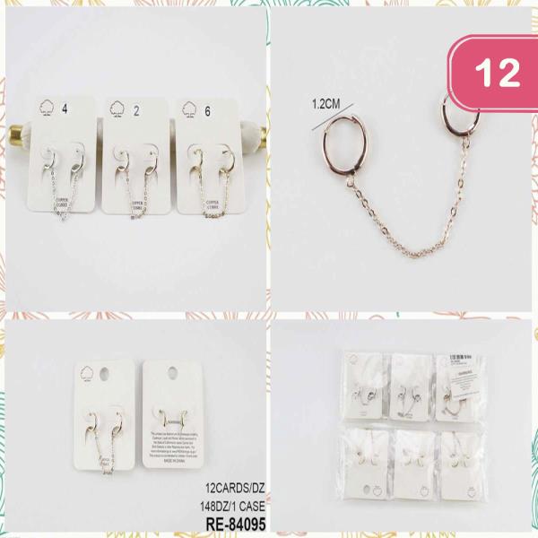 Copper Double Piercing Huggies W Chain (12 Units)