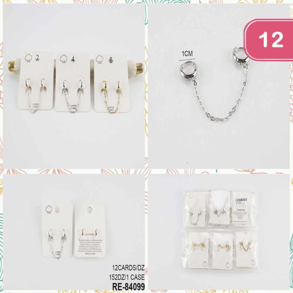 Copper Double Huggies Earring W Chain (12 Units)