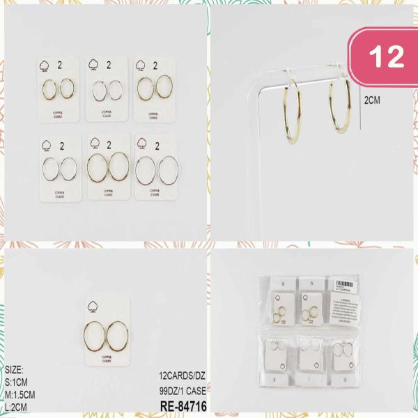 Copper Cobre Mix Size Hoop Earring (12 Units)