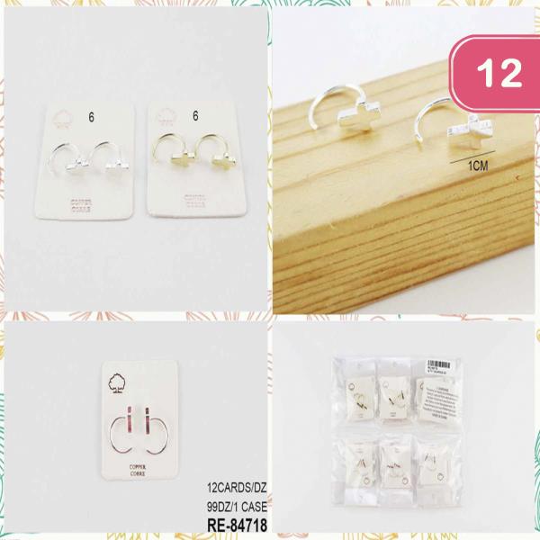 Copper Cobre Curve Cross Point Earring (12 Units)