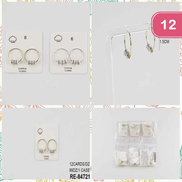 Copper Cobre Round Shape Charm Earring (12 Units)
