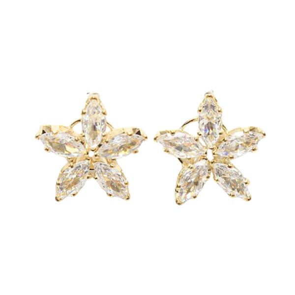 CZ Rhinestone Flower Post Earring