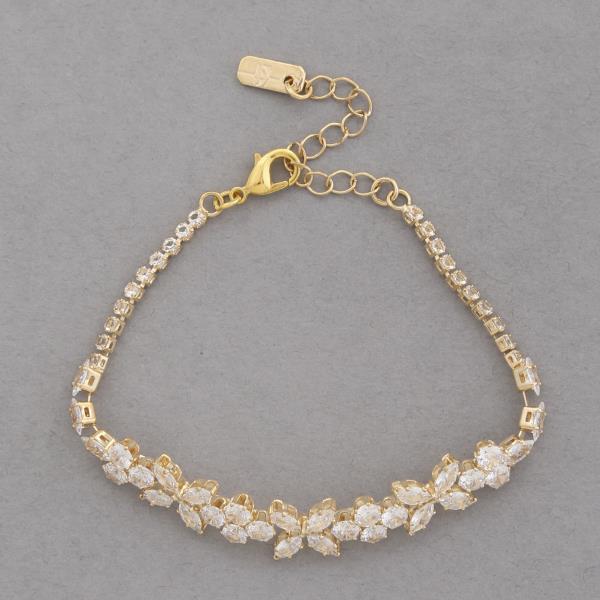 Flower Link Rhinestone Bracelet