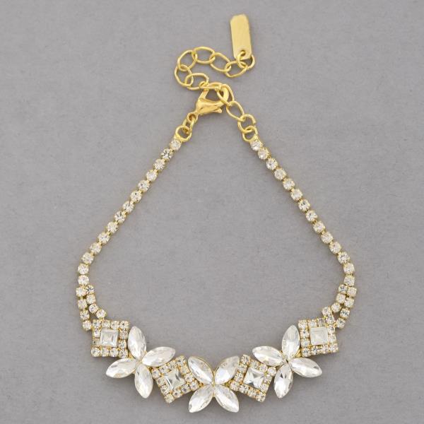 Flower Link Rhinestone Bracelet