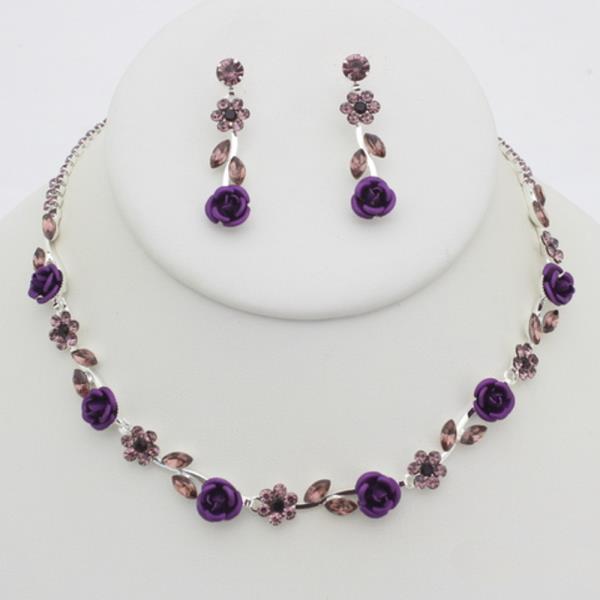 Flower Necklace Earring Set