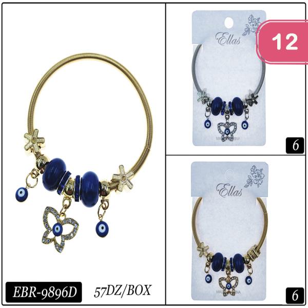 Butterfly Evil Eye Charm Bracelet (12 Units)