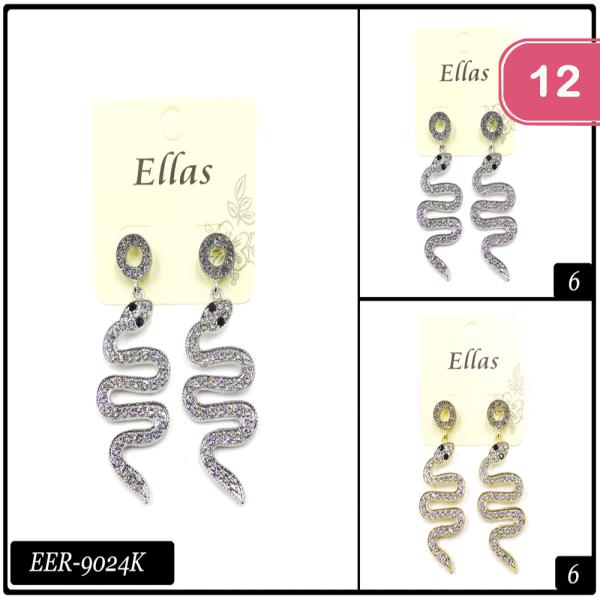 Rhinestone Snake Dangle Earring (12 Units)