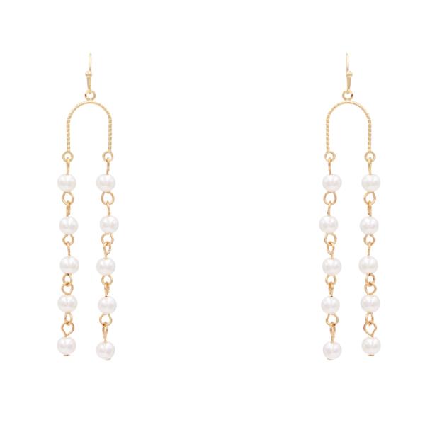 Pearl Bead Loop Metal Dangle Earring