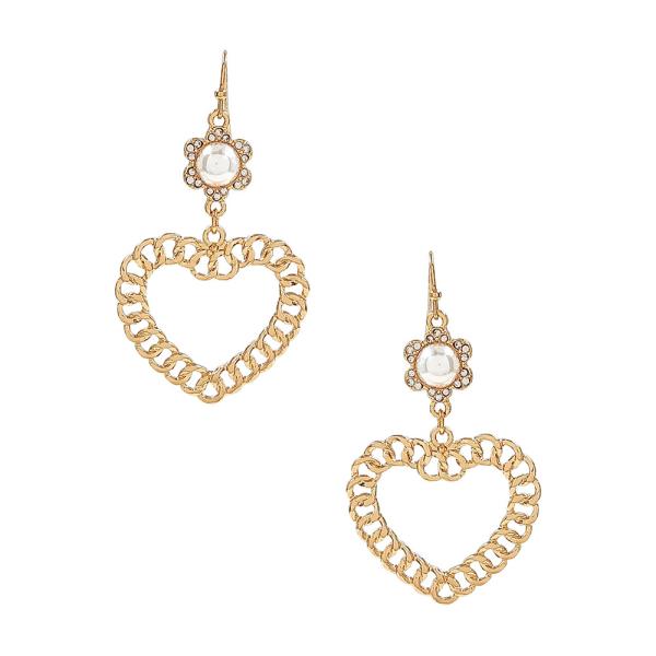 Flower Heart Link Dangle Earring