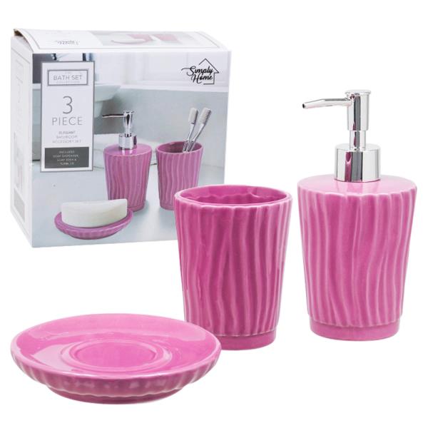 3 Piece Bathroom Set Pink