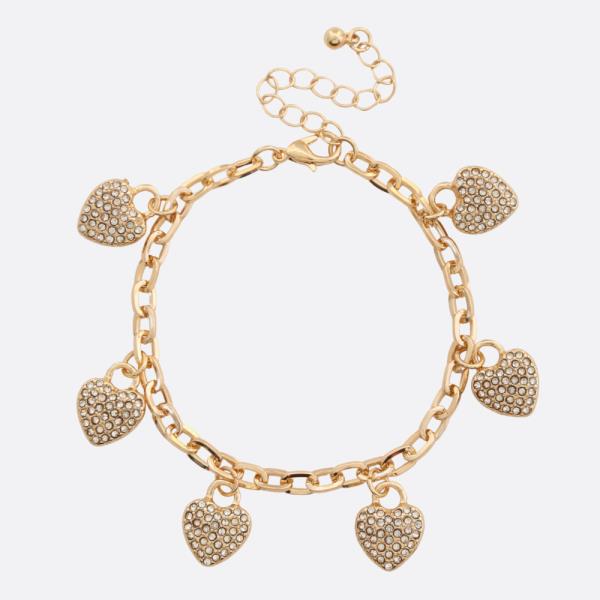 Heart Rhinestone Metal Bracelet