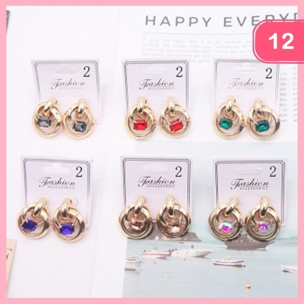 Metal Stone Post Earring (12 Units)