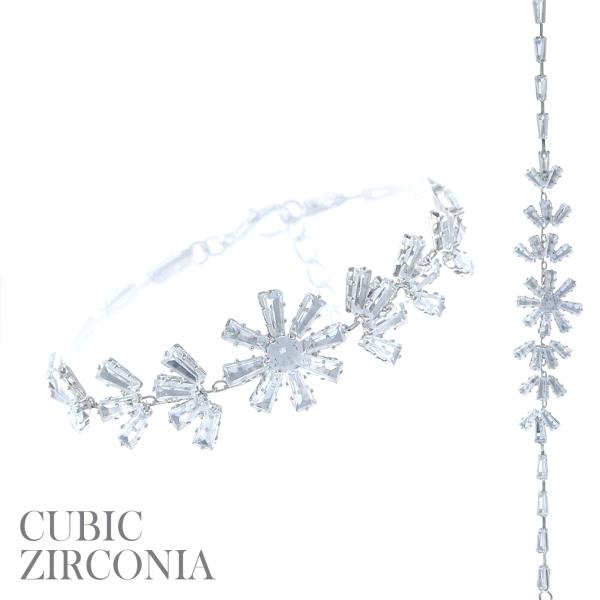 CZ Baguette Flower Bracelet