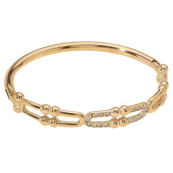Metal Rhinestone U Hinged Bangle Bracelet