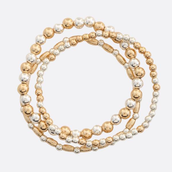 Two Tone Beaded Bracelet Set