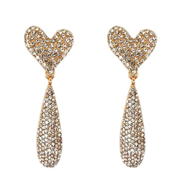Heart Teardrop Link Rhinestone Earring